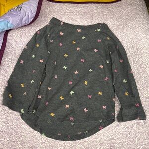 Cat & Jack Charcoal Top with Colorful Butterfly Accents
